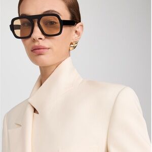 Elisa Johnson Jane Aviator Sunglasses Black EUC